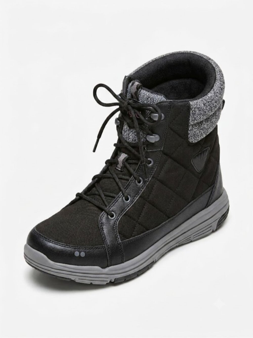 Ryka Aurora Winter Boots Womens Size 8 Black Gray Lace Up Comfort Hiking Shoes